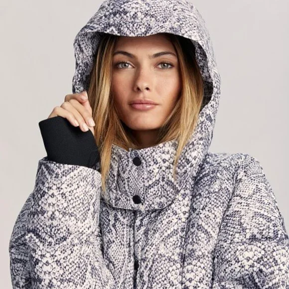 Varley Grey Snake Print Puffer Jacket Varley Snake Print Puffer Jacket